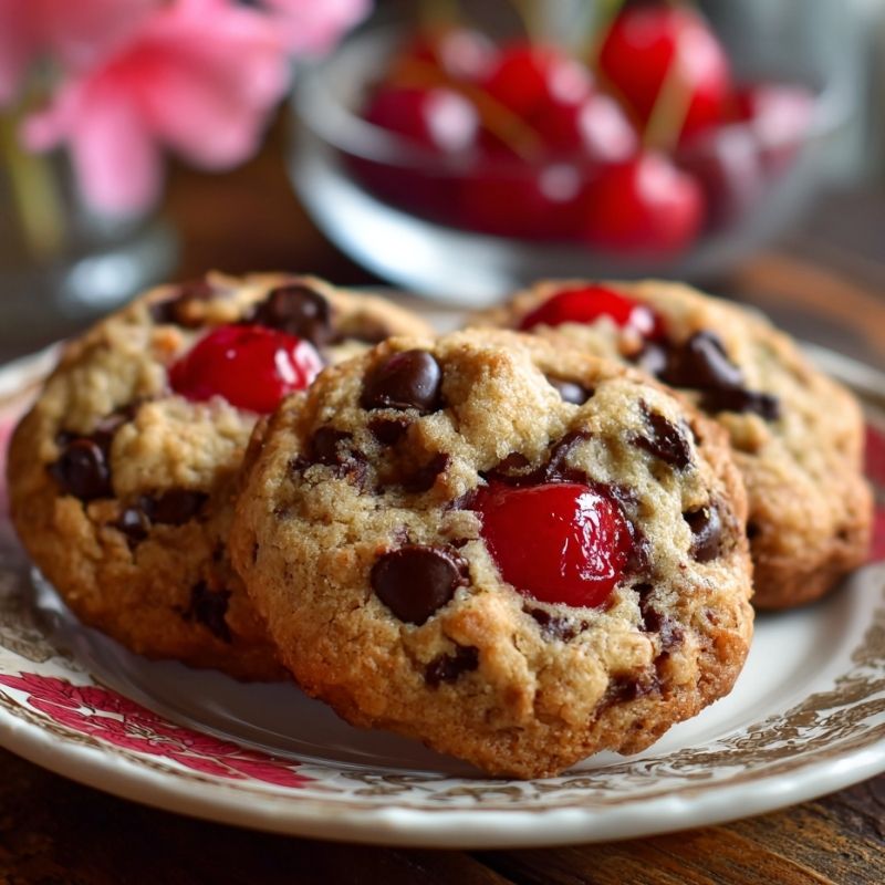 Blissful Maraschino Cherry Chocolate Chip Cookies