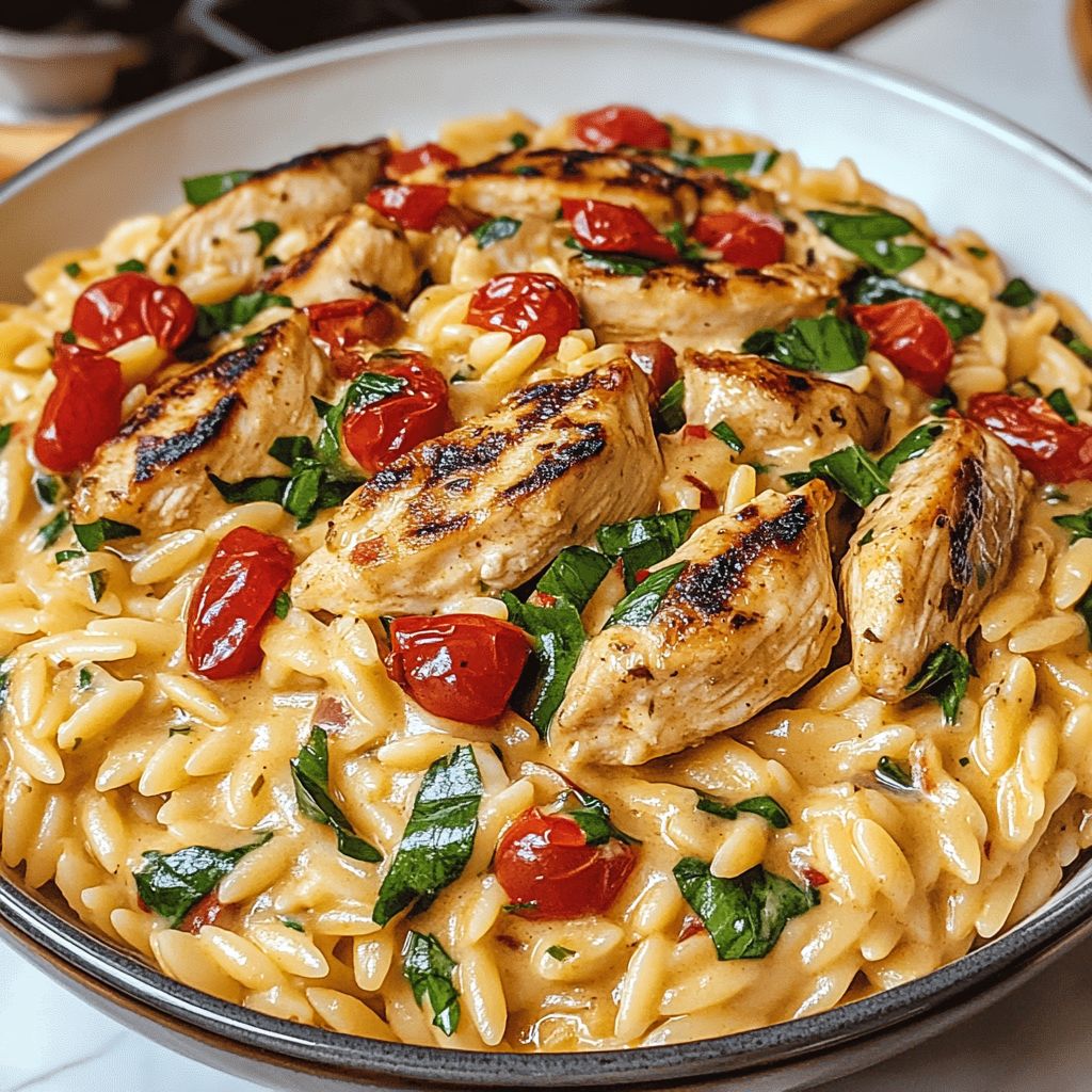 Comforting Orzo Tuscan Chicken Bake