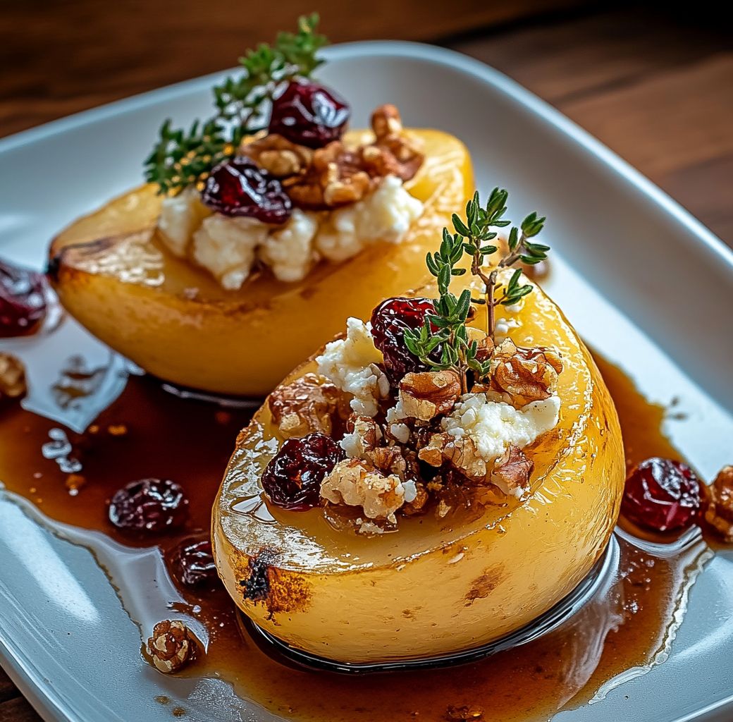 Wholesome Baked Apples With Feta, Honey And Cranberries