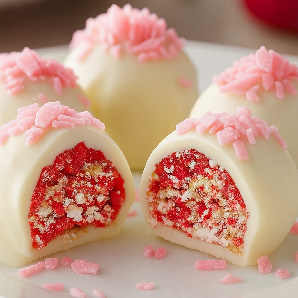 Dreamy White Chocolate Strawberry Truffles