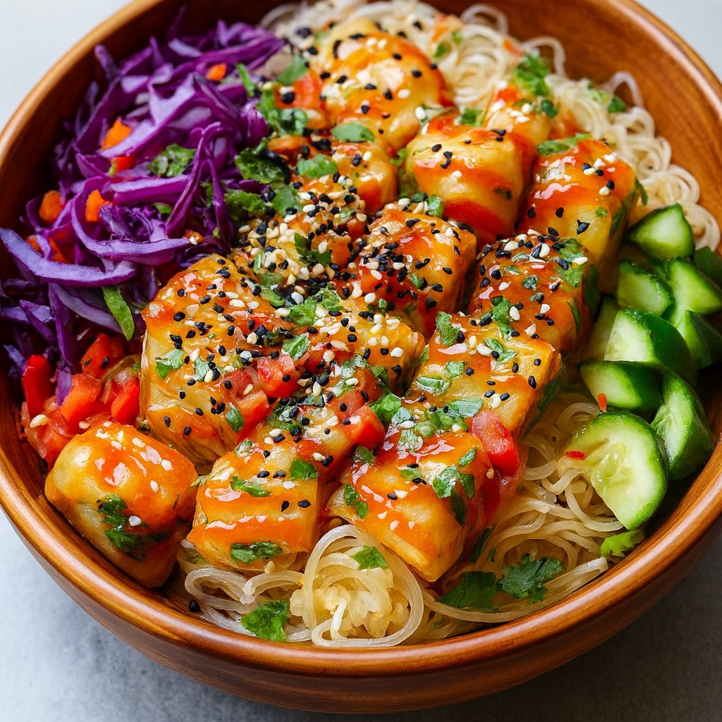 Flavorful Spring Roll Salad With Spicy Ginger Dressing