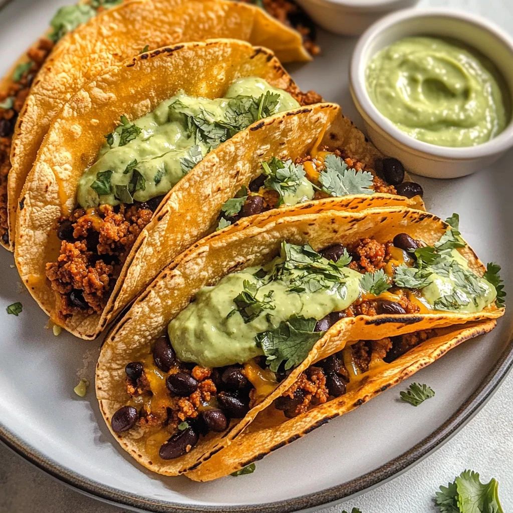 Easy Crispy Baked Ground Turkey Tacos With Avocado Sauce