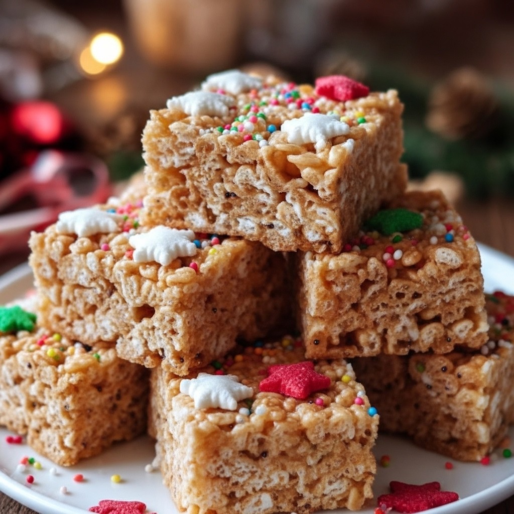 Festive Gingerbread Rice Krispie Treats