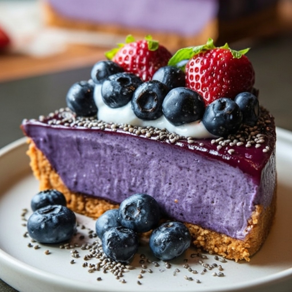 Refreshing No-Bake Blueberry Chia Seed Pie