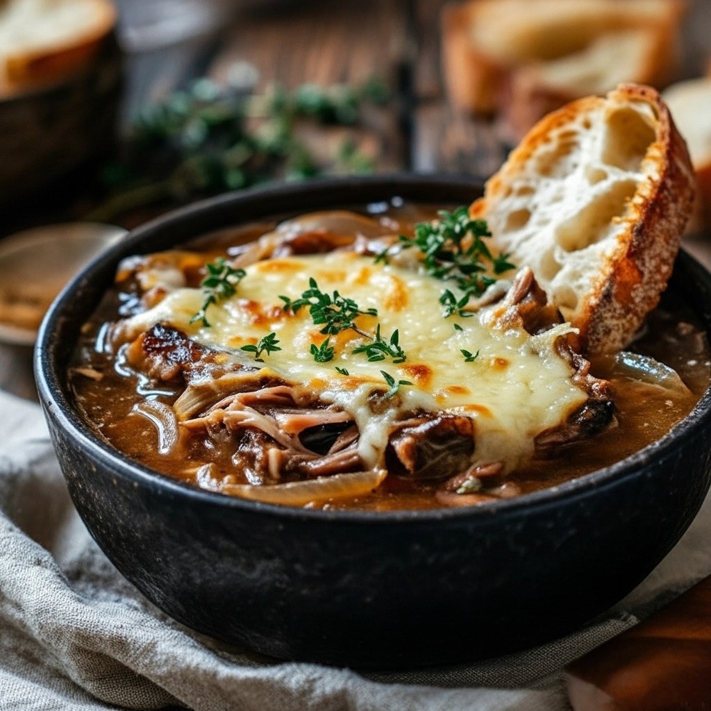 Easy French Onion Short Rib Soup With Gruyere Toast
