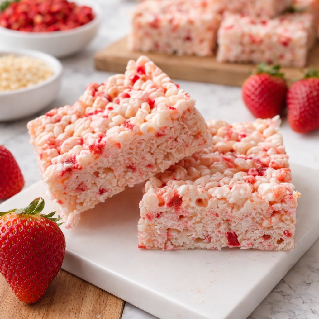 Sweet Strawberry Shortcake Rice Krispie Treats