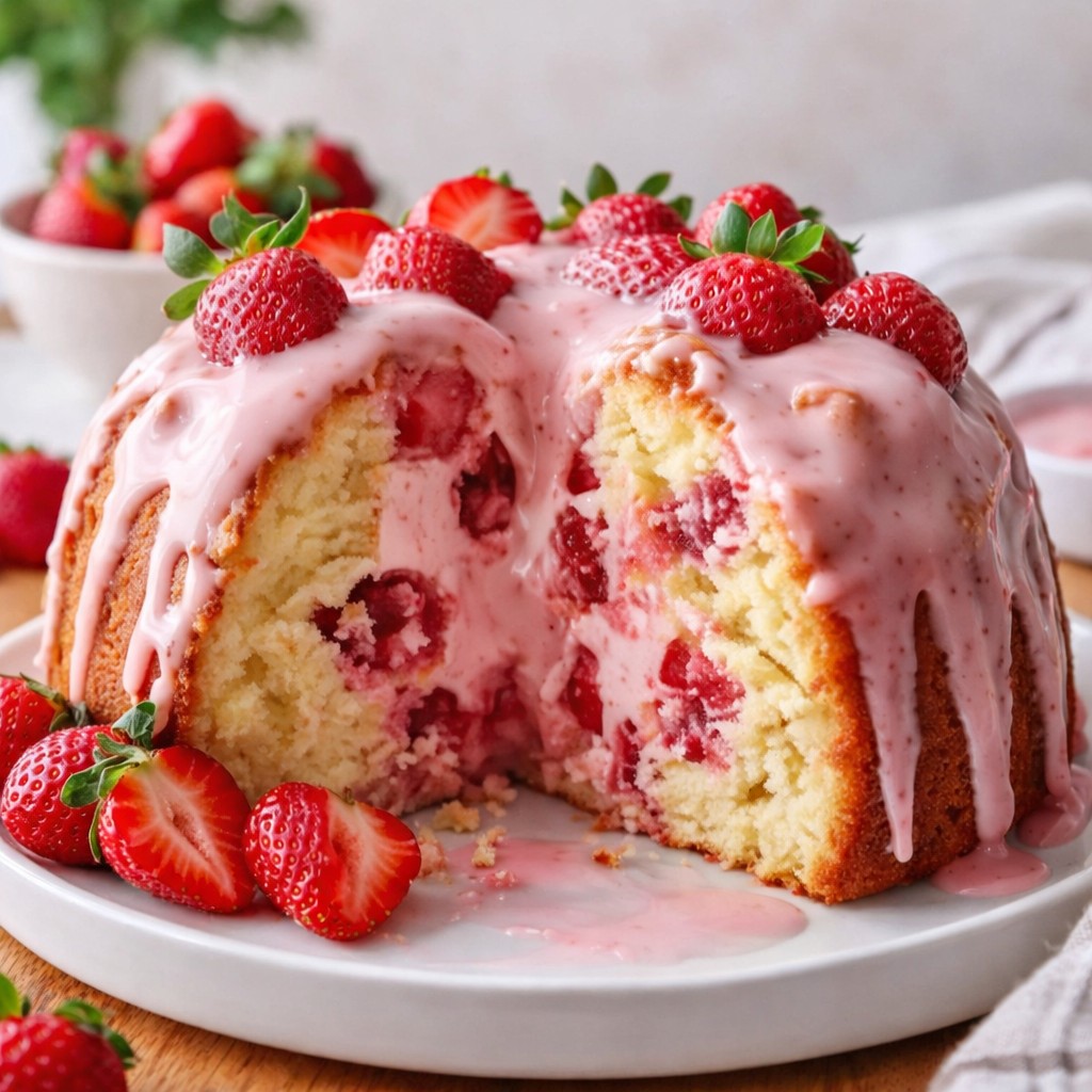 Luscious Strawberry Milkshake Pound Cake